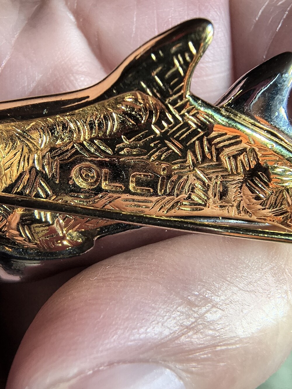Vintage Liz Claiborne LCI Double Dolphin Brooch Silver Gold Tone Nautical Signed - Picture 8 of 9